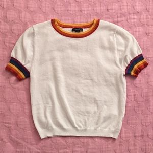 Forever 21 Crop Top Sweater Rainbow Stripes